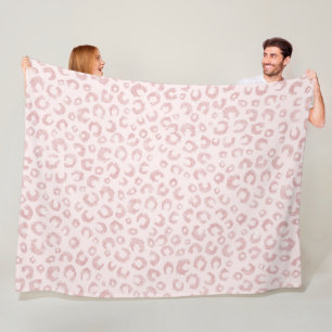Elegant Rose Gold Glitter Leopard Animal Print Fleece Blanket