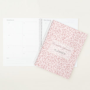 Elegant Rose Gold Glitter Leopard Animal Print Planner