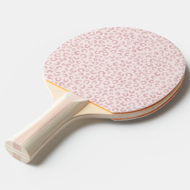 Elegant Rose Gold Glitter Leopard Pattern Ping Pong Paddle (Front Angle)