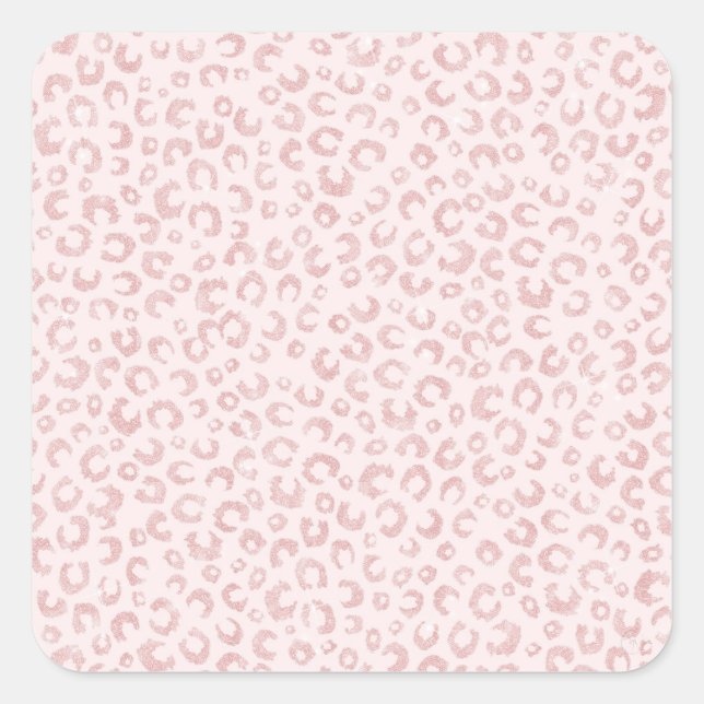 Elegant Rose Gold Glitter Leopard Pattern Square Sticker (Front)