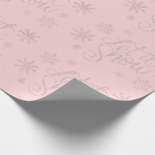 Elegant Rose Gold Glitter Let It Snow & Snowflakes Wrapping Paper