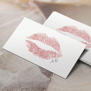 Elegant Rose Gold Glitter Lips Salon Minimalist Business Card
