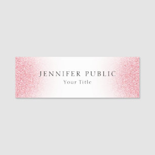 Elegant Rose Gold Glitter Look Trendy Modern Name Tag