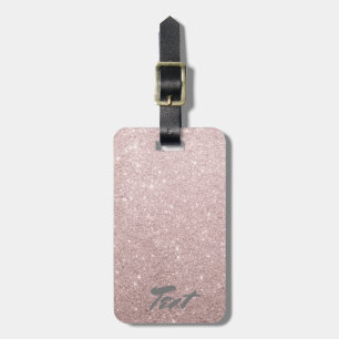 elegant rose gold glitter luggage tag