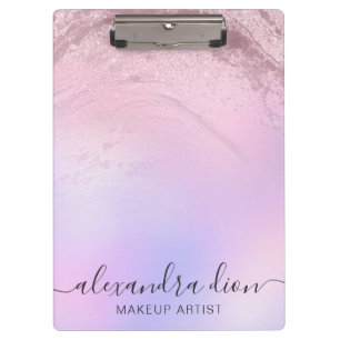 Elegant rose gold glitter marble makeup artist clipboard