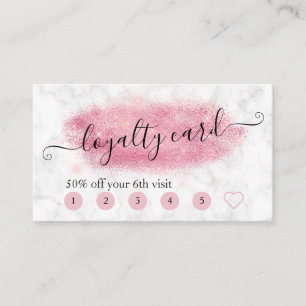 Elegant rose gold glitter marble makeup artist loyalty card