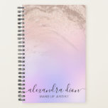 Elegant rose gold glitter marble makeup artist planner<br><div class="desc">Stylish makeup artist planner design with gradient copper rose gold faux glitter marble texture,  pastel purple background and elegant calligraphy font. Personalise the product with your name and your job title.</div>