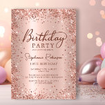 Elegant Rose Gold Glitter Metal 18th Birthday  Invitation<br><div class="desc">Modern elegant rose gold metallic and glitter 18th birthday party invitations. This girly card design features stylish handwritten calligraphy script,  blush pink or rose gold faux brushed metallic background with loose glam glitter frame around. Easy to personalise,  perfect for any age.</div>