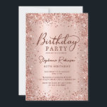 Elegant Rose Gold Glitter Metal 40th Birthday  Invitation<br><div class="desc">Modern elegant rose gold metallic and glitter 40th birthday party invitations. This adult girly card design features stylish handwritten calligraphy script,  blush pink or rose gold faux brushed metallic background with loose glam glitter frame around. Easy to personalise,  perfect for any age.</div>