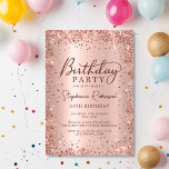 Elegant Rose Gold Glitter Metal 50th Birthday  Invitation<br><div class="desc">Modern elegant rose gold metallic and glitter 50th birthday party invitations. This adult girly card design features stylish handwritten calligraphy script,  blush pink or rose gold faux brushed metallic background with loose glam glitter frame around. Easy to personalise,  perfect for any age.</div>