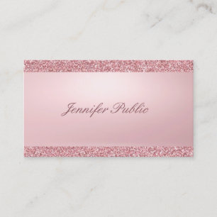 Elegant Rose Gold Glitter Modern Handwritten Business Card