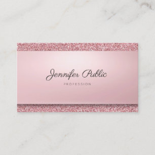 Elegant Rose Gold Glitter Modern Handwritten Name Business Card