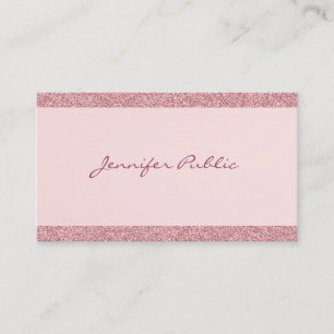 Elegant Rose Gold Glitter Modern Handwritten Text Business Card