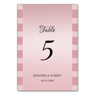Elegant Rose Gold Glitter Modern Script Template Table Number