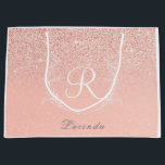 Elegant Rose Gold Glitter Monogram  Large Gift Bag<br><div class="desc">Elegant Rose Gold Glitter Monogramceramic gift bag</div>