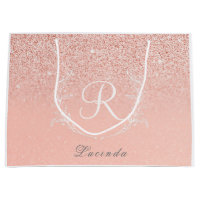 Elegant Rose Gold Glitter Monogram