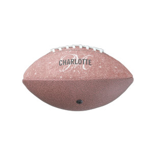 Elegant rose gold glitter monogram name football american football