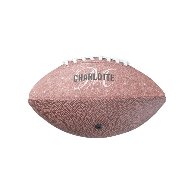 Elegant rose gold glitter monogram name football american football (Rotated 270)
