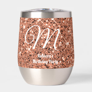 Elegant Rose Gold Glitter Monogram Party Favour