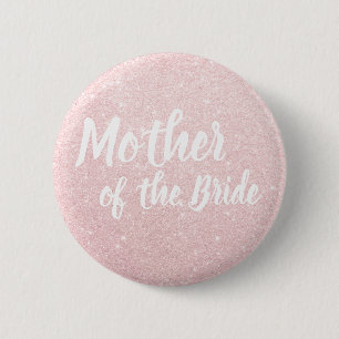Elegant rose gold glitter mother of the bride 6 cm round badge