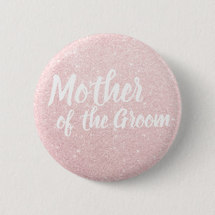 Elegant rose gold glitter mother of the groom 6 cm round badge