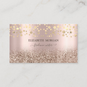Elegant Rose Gold Glitter Ombre Confetti Business Card