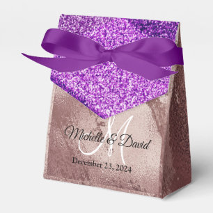 Elegant Rose Gold Glitter Ombre Monogram Name  Favour Box