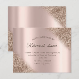 Elegant Rose Gold Glitter Ombre Rehearsal Dinner Invitation