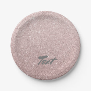 elegant rose gold glitter paper plate