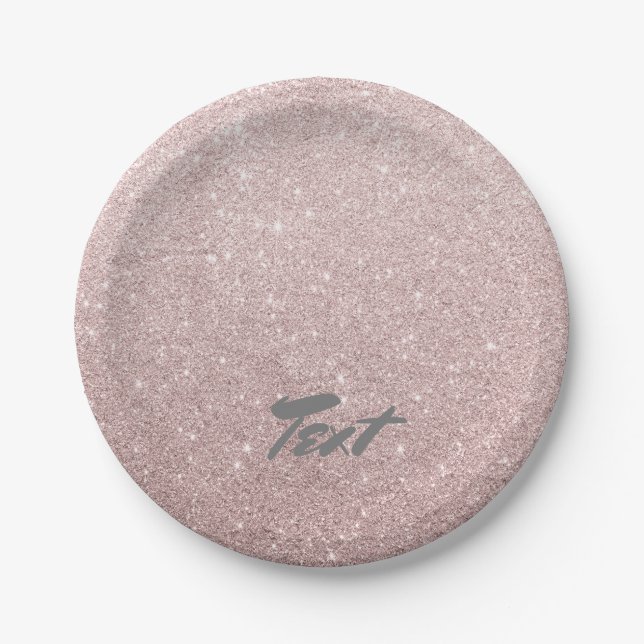 elegant rose gold glitter paper plate (Front)