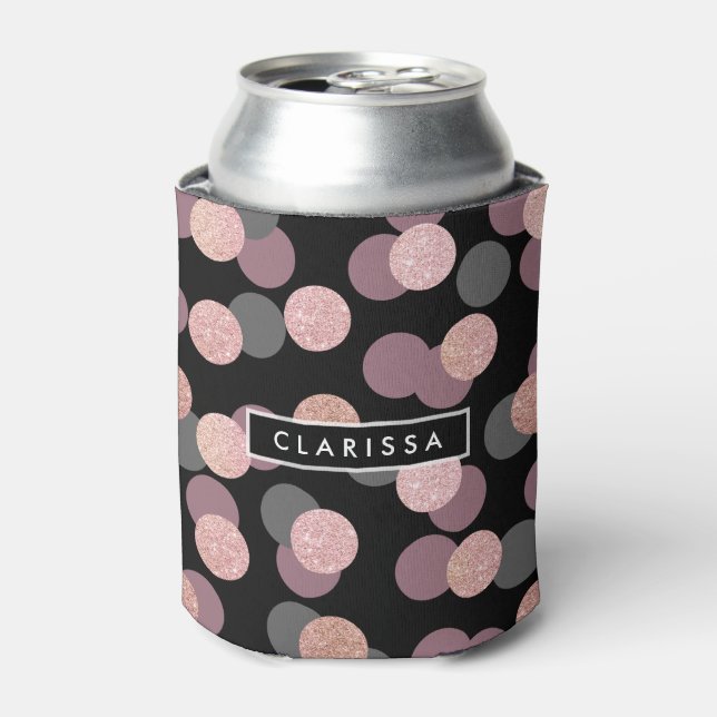 elegant rose gold glitter pastel pink confetti can cooler (Can Front)