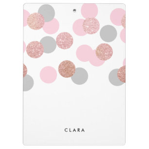elegant rose gold glitter pastel pink confetti clipboard