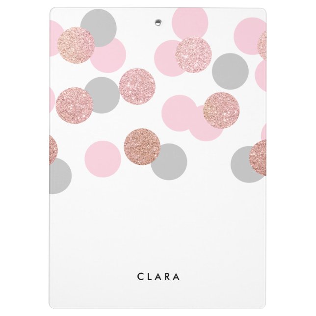 elegant rose gold glitter pastel pink confetti clipboard (Back)