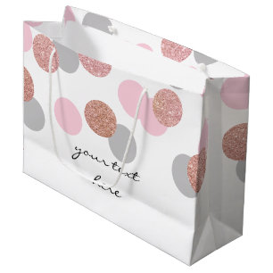 elegant rose gold glitter pastel pink confetti large gift bag