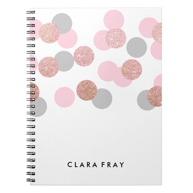 elegant rose gold glitter pastel pink confetti notebook (Front)