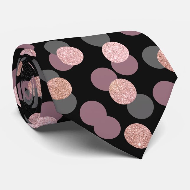 elegant rose gold glitter pastel pink confetti tie (Rolled)