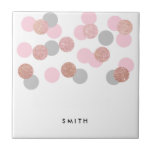 elegant rose gold glitter pastel pink confetti tile<br><div class="desc">Cute and stylish design featuring large faux rose gold glitter,  pink and grey confetti dots.</div>