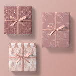 Elegant Rose Gold Glitter Pink Christmas Trio Gift Wrapping Paper Sheet<br><div class="desc">this sparkling collection of glamorous glitter features 3 different designs with metallic faux simulated glitter graphics.</div>