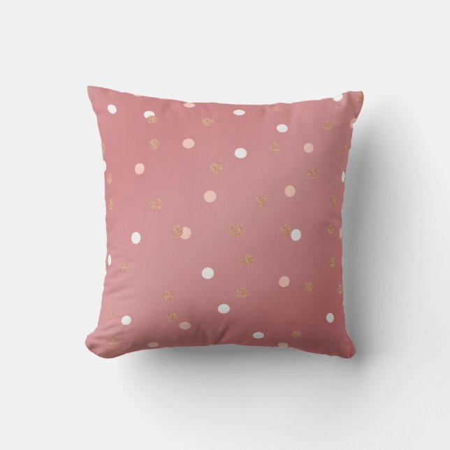elegant rose gold glitter pink polka dots pattern cushion (Front)