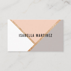 Elegant rose gold glitter pink white colour block business card