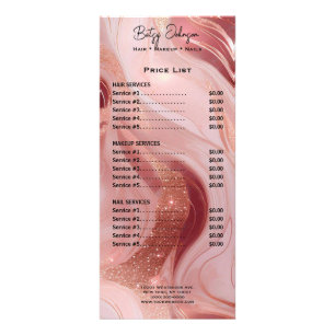 Elegant Rose Gold Glitter Rack Card Price List