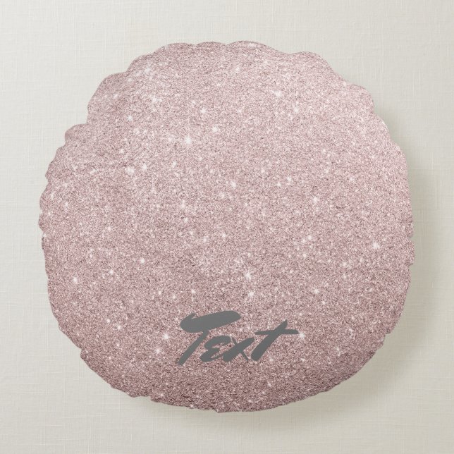 elegant rose gold glitter round cushion (Front)