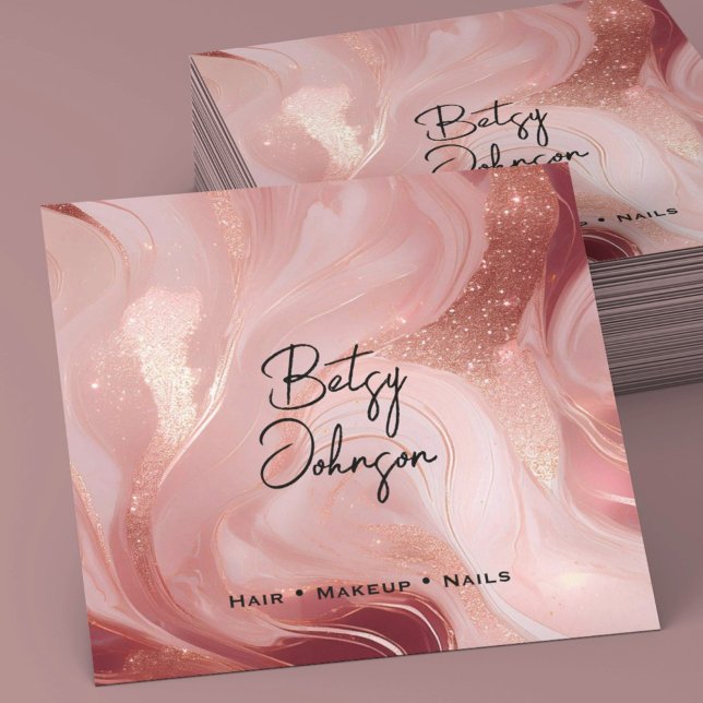 Elegant Rose Gold Glitter Salon Business Card (Creator Uploaded)
