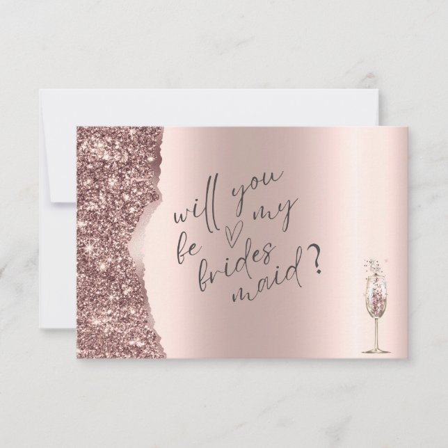 Elegant Rose Gold Glitter Script  Invitation (Front)