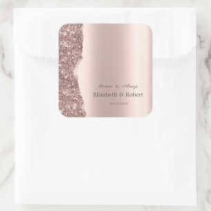 Elegant Rose Gold Glitter Script  Square Sticker
