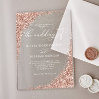 Elegant Rose Gold Glitter Script Wedding