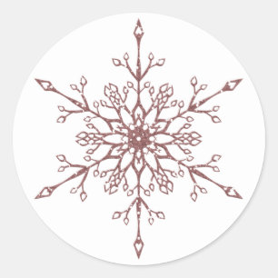 Elegant Rose Gold Glitter Snowflake Christmas Classic Round Sticker