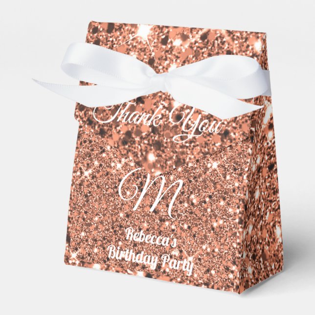Elegant Rose Gold Glitter Thank You Monogram  Favour Box (Front Side)