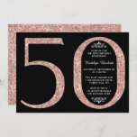 Elegant Rose Gold Glitter Typography 50th Birthday Invitation<br><div class="desc">Celebrate in style with these trendy and elegant rose gold glitter 50th Birthday invitations. The design is easy to personalise and your guests will be thrilled when they receive these stylish invites.</div>