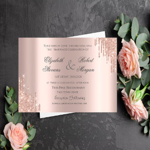 Elegant Rose Gold Glitter Wedding Invitation